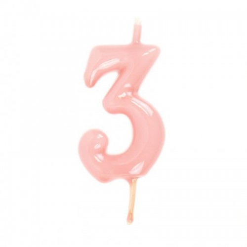 Vela Número 3 Rosa Claro